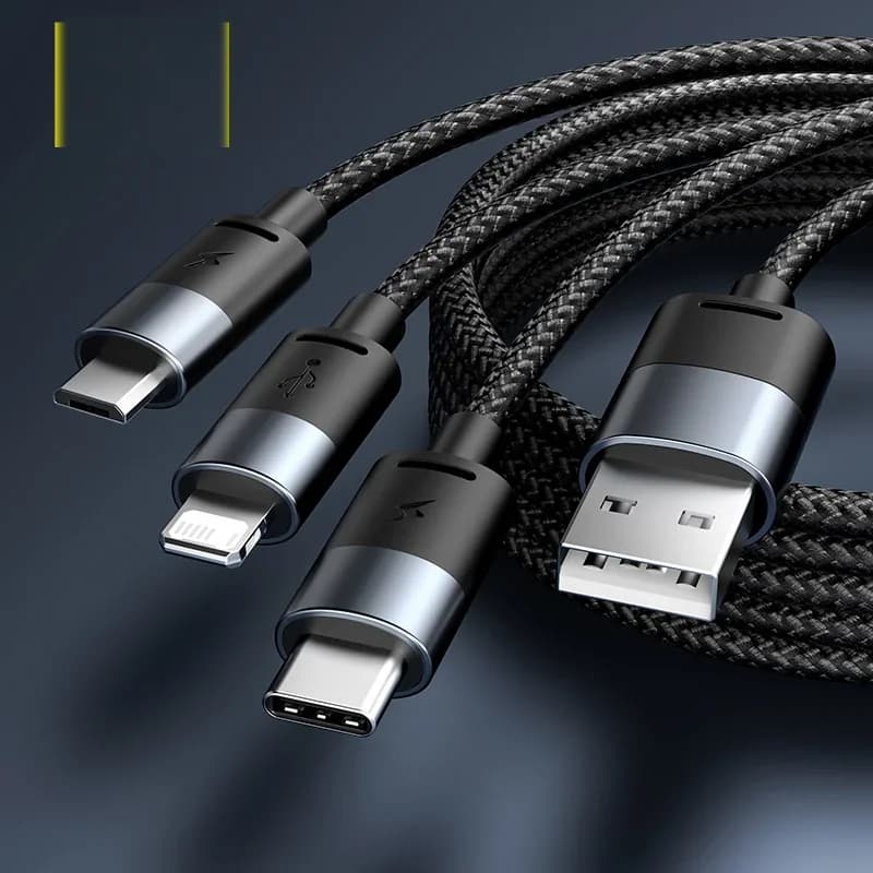 USB polnilni kabel 3-v-1 s priključkom Type-C in Micro USB